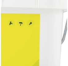 Kbelík s barvou se symboly pro stříkání, válení a natírání