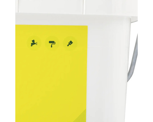 Kbelík s barvou se symboly pro stříkání, válení a natírání