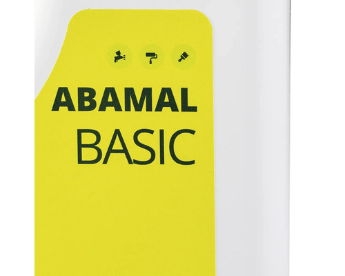 Štítek Abamal Basic se symboly pro stříkací pistole, válečky a štětce