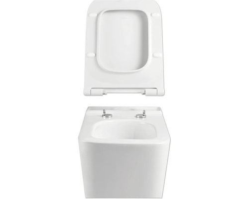 Bílé závěsné WC s hlubokým splachováním s otevřeným WC sedátkem