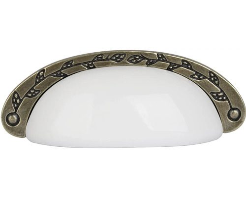 Mušlová nábytková úchytka s květinovým vzorem