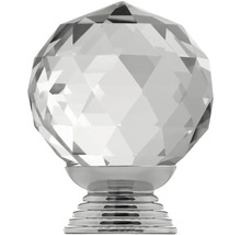 Skleněný nábytkový knoflík s kovovou základnou