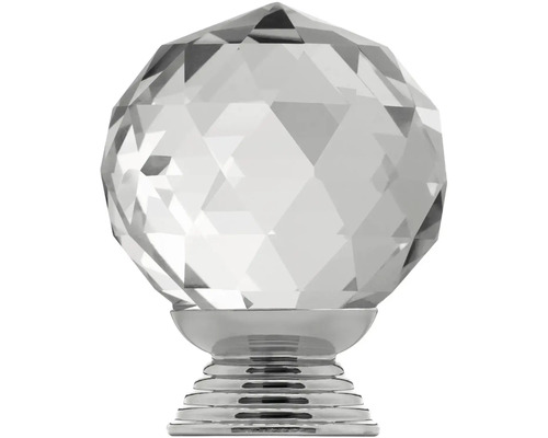 Skleněný nábytkový knoflík s kovovou základnou