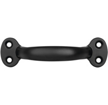 Černá kovová úchytka s upevňovacími otvory