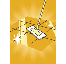 Ilustrace mopu na dlaždicové podlaze