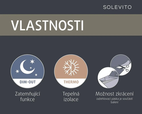 Vlastnosti produktu Solevito: funkce zatemnění, tepelná izolace, možnost zkrácení