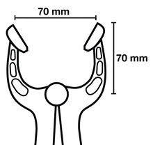 Technický výkres svorky o rozměrech 70 milimetrů krát 70 milimetrů