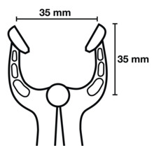 Technický nákres kleští s rozměry 35 mm