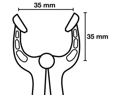 Technický nákres kleští s rozměry 35 mm