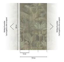 Fototapeta s motivem palmové džungle, rozměry 159 na 280 centimetrů, šířka pásu 53 centimetrů, libovolně napojitelná.