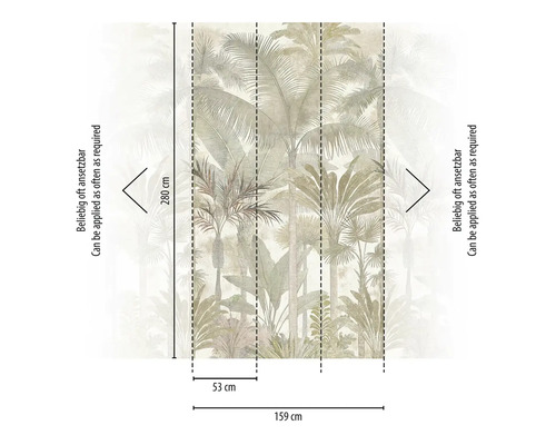 Fototapeta s motivem tropických palem, 159 na 280 centimetrů, libovolně napojitelná.