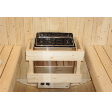 Saunová kamna s dřevěným obložením