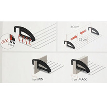 Ilustrace montážního návodu pro sušák prádla na radiátor.