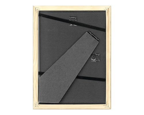 Zadní strana rámu na obrázky s dřevěným rámem a stojanem