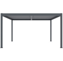 Šedý zahradní pavilon s lamelovou střechou