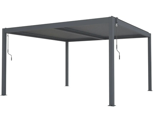 Volně stojící hliníková pergola s lamelovou střechou a klikovým mechanismem