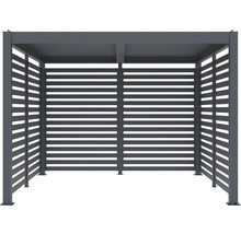 Šedá zahradní pergola s lamelovými stěnami