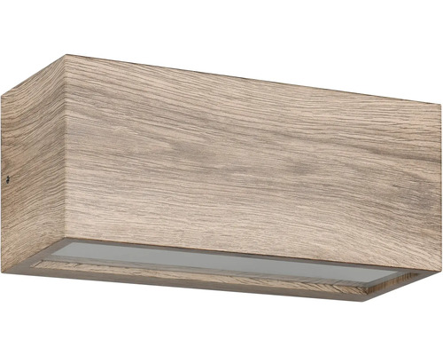 Nástěnné svítidlo barvy dřeva v obdélníkovém tvaru