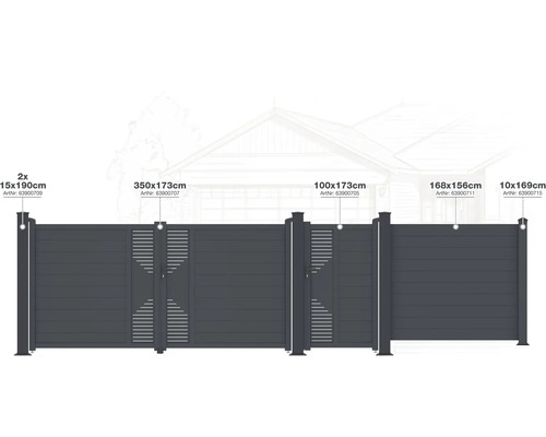 Různé plotové prvky s rozměry