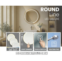 Kulaté LED zrcadlo se stmívačem, dotykovým spínačem, vyhřívací podložkou a funkcí proti zamlžování do koupelny