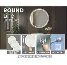 Kulaté LED zrcadlo se stmívačem světla, dotykovým spínačem a funkcí proti zamlžování