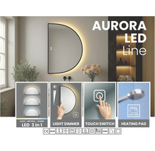 Půlkruhovité LED zrcadlo s dotykovým spínačem, stmívačem a funkcí proti zamlžování do koupelny