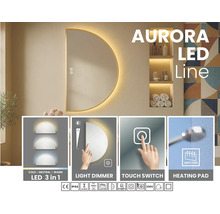 Půlkruhovité LED zrcadlo s dotykovým spínačem, stmívačem světla a funkcí proti zamlžení do koupelny.