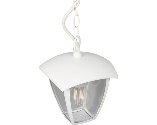 Bílé závěsné svítidlo s řetízkovým závěsem a světelným zdrojem