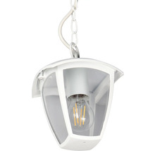 Bílá závěsná lampa s čirou žárovkou