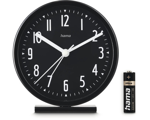 Černý budík s baterií