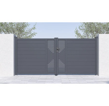 Moderní zahradní brána z hliníku s vodorovnými lamelami