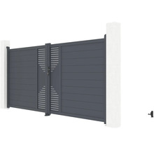 Hliníková zahradní branka s vodorovnými lamelami a dekorativními výřezy