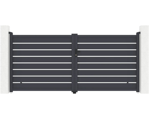 Dvojitá brána z hliníku s horizontálními lamelami pro venkovní použití