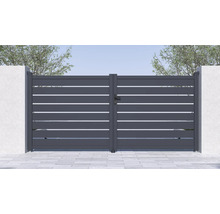 Dvoukřídlá brána s vodorovnými lamelami pro zahradu