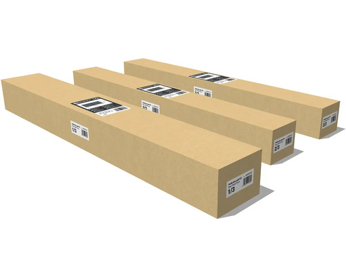 Tři kartony s nápisem plot z dvojitého pletiva