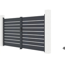 Horizontální hliníková posuvná brána mezi dvěma betonovými sloupy