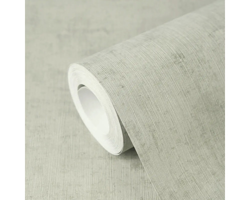 Role strukturované tapety se vzhledem lnu a jemným svislým vzorem.