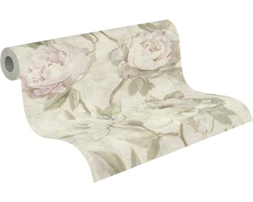 Vliesová tapeta s velkým květinovým vzorem pivoňek ve vintage stylu na roli.