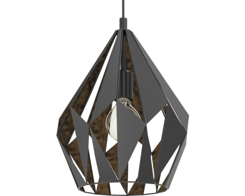 Závěsná lampa s geometrickým designem z kovu a dřeva