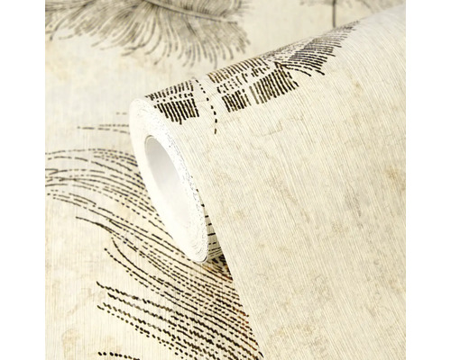 Tapeta s motivem peří a strukturovaným povrchem, detailní pohled na roli.
