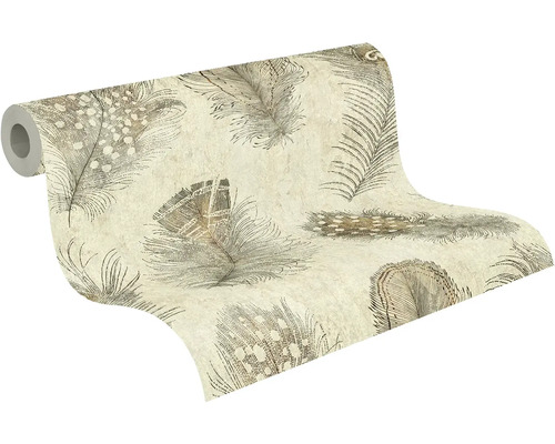 Vliesová tapeta se vzorem peří na roli