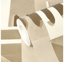 Vliesová tapeta v béžové a hnědé barvě s abstraktním geometrickým vzorem a strukturovaným povrchem na roli.