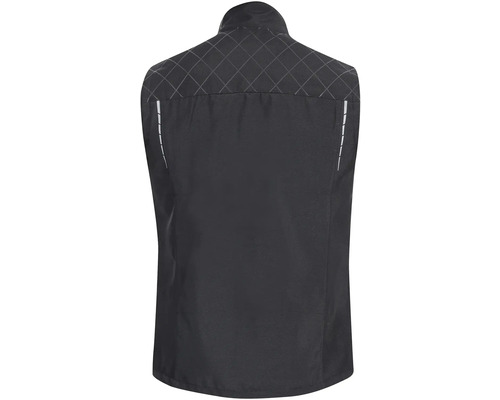 Pohled zezadu na funkční vestu s odrazkami a kostkovaným vzorem