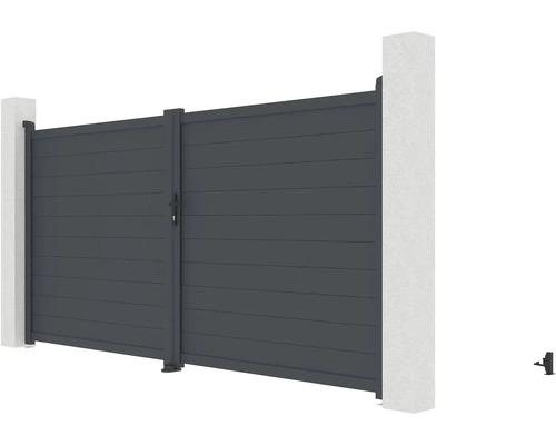 Hliníková posuvná brána s horizontálními lamelami a zámkem