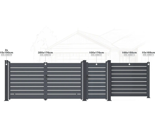 Různé hliníkové zahradní ploty různých rozměrů