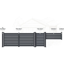 Různé plotové prvky s rozměry jako schéma
