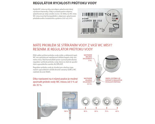 Informace o regulátoru průtoku vody pro toalety