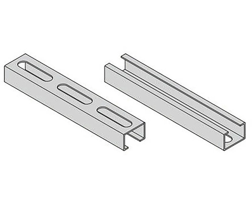 Dvě montážní lišty pro upevnění a nesení instalací