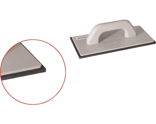 Hladítko s rukojetí a houbovou deskou, 28 x 14 centimetrů, detailní záběr