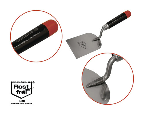 Zednická lžíce s ocelovou čepelí a plastovou rukojetí